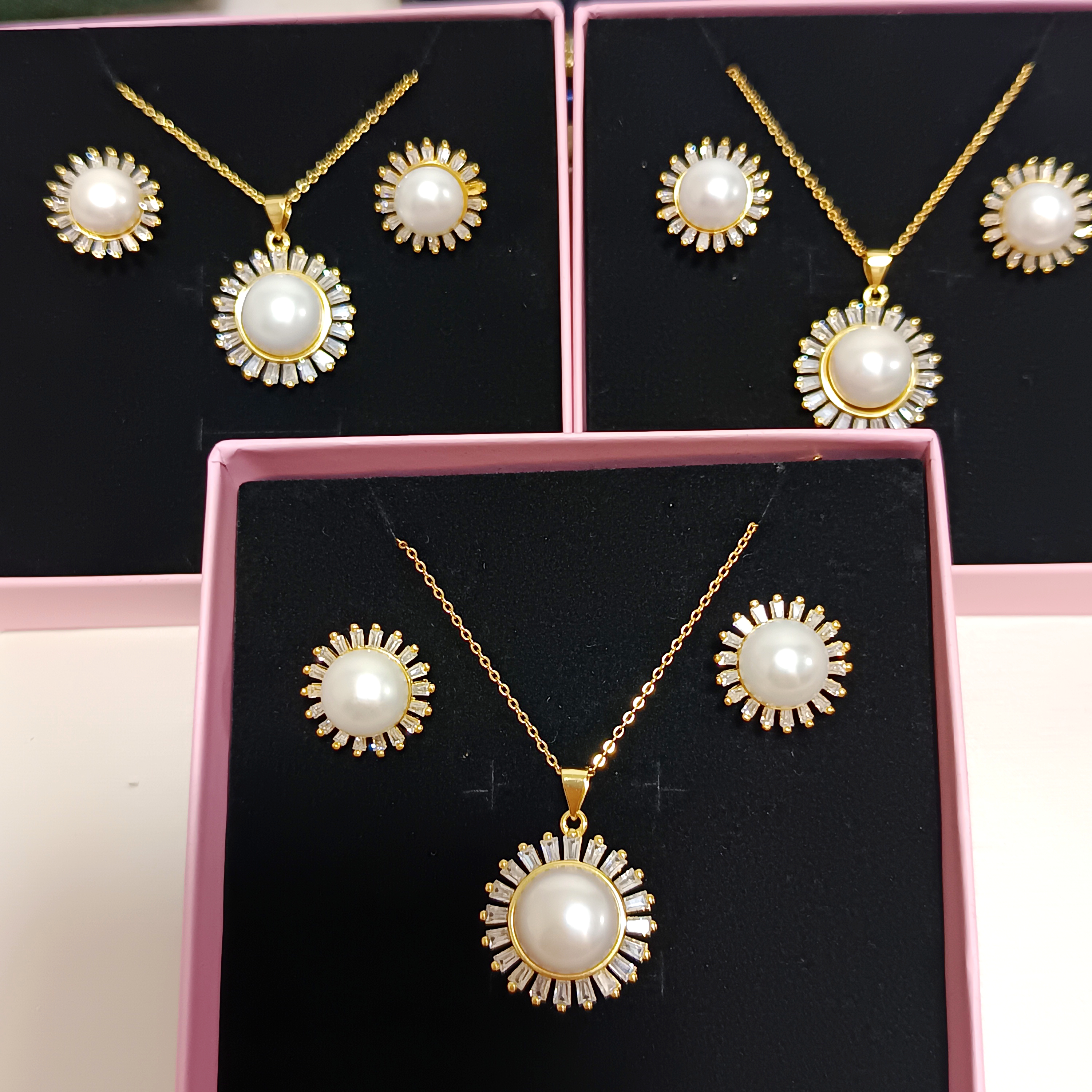 特價品‼️淡水饅頭珍珠925銀吊墜耳釘套裝B