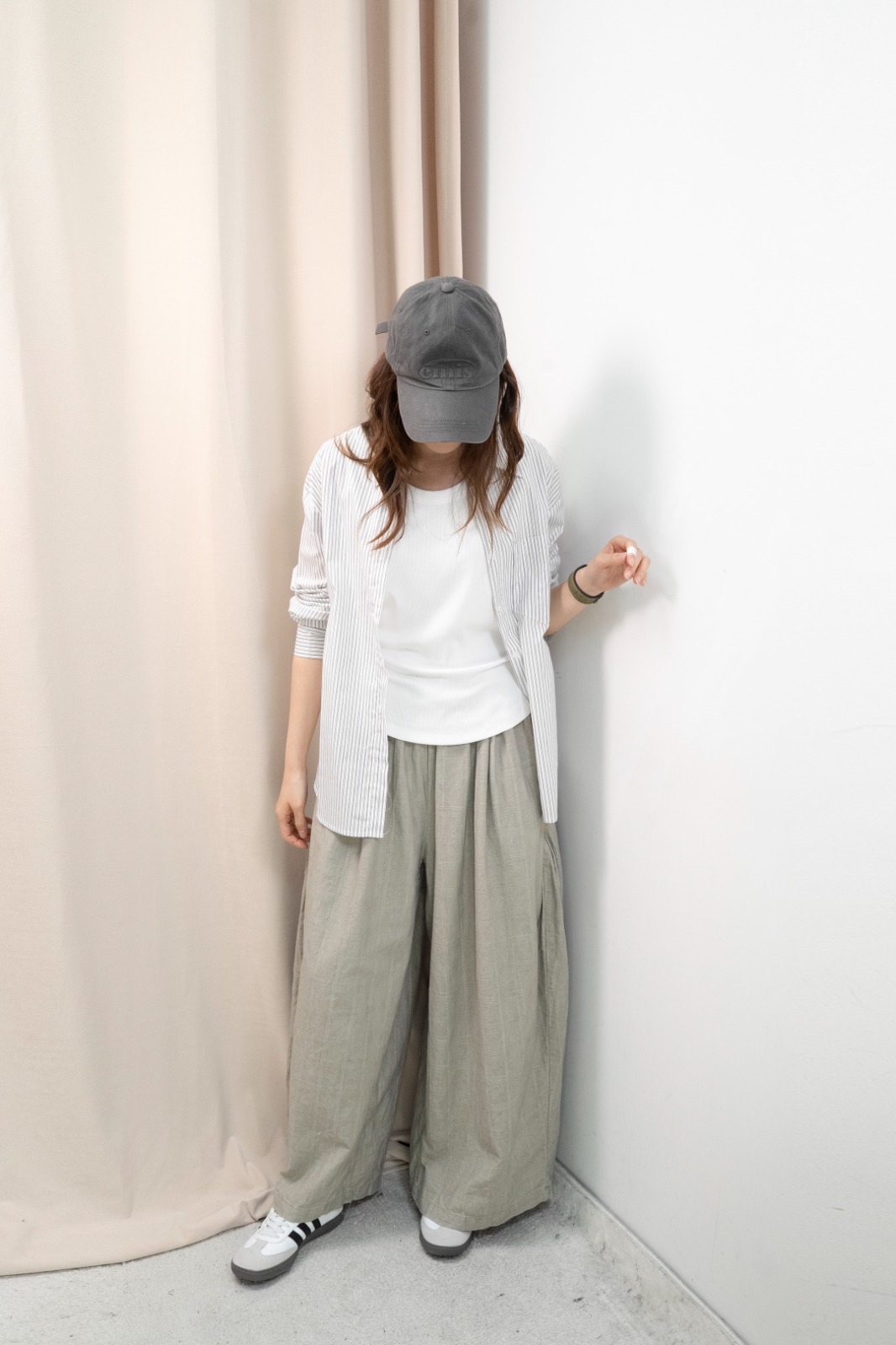 直間紋Smart causal 襯衫（米啡間）