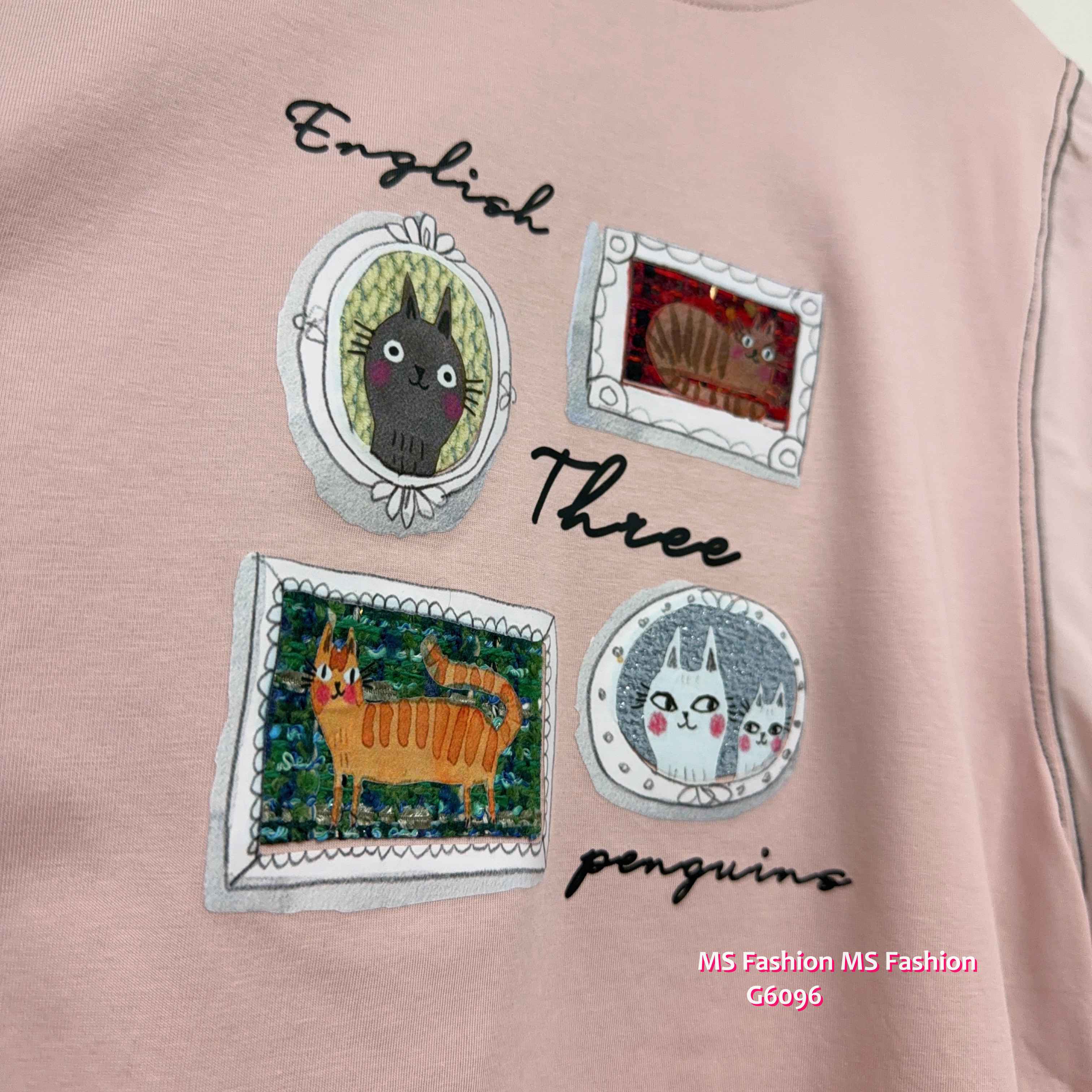 G6096 韓國🇰🇷靚print明線中袖top