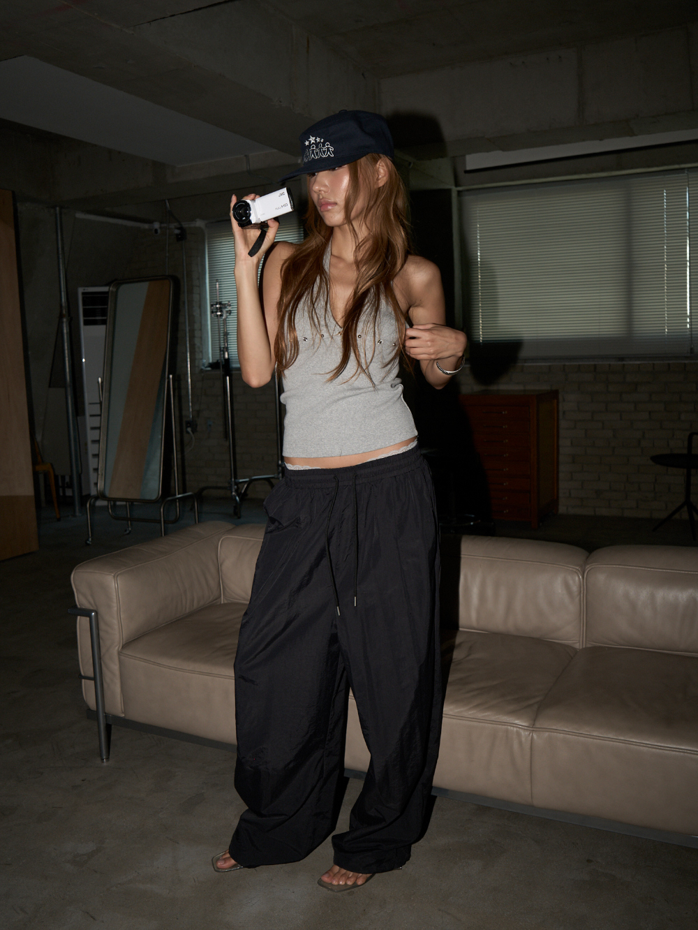 Star Embellished Nylon Pants