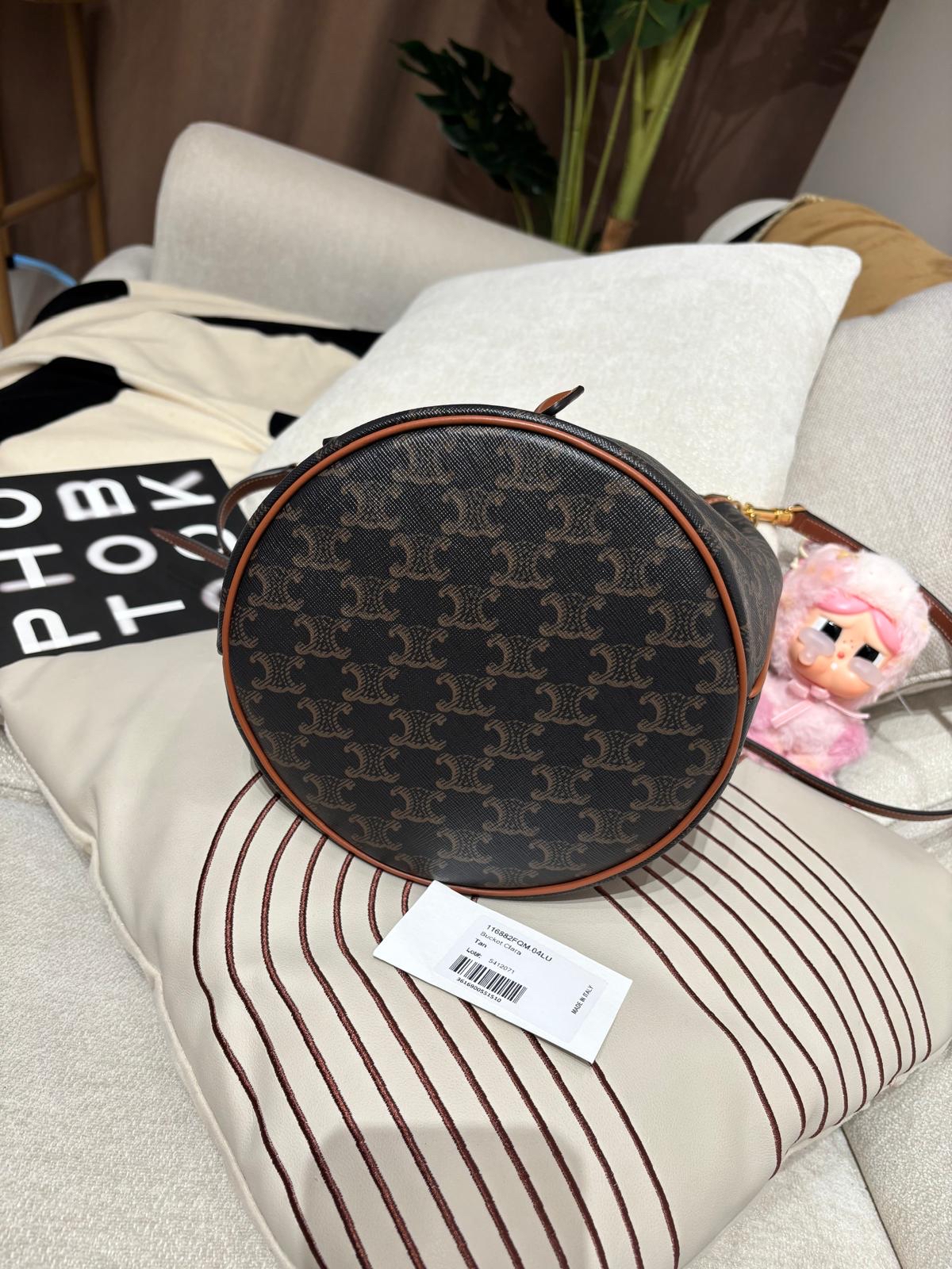 Celine CLARA BAG IN TRIOMPHE CANVAS AND CALFSKIN標誌印花及牛皮革手袋 100%Authentic, 98%new ✅tap ✅booklet ✅dust bag