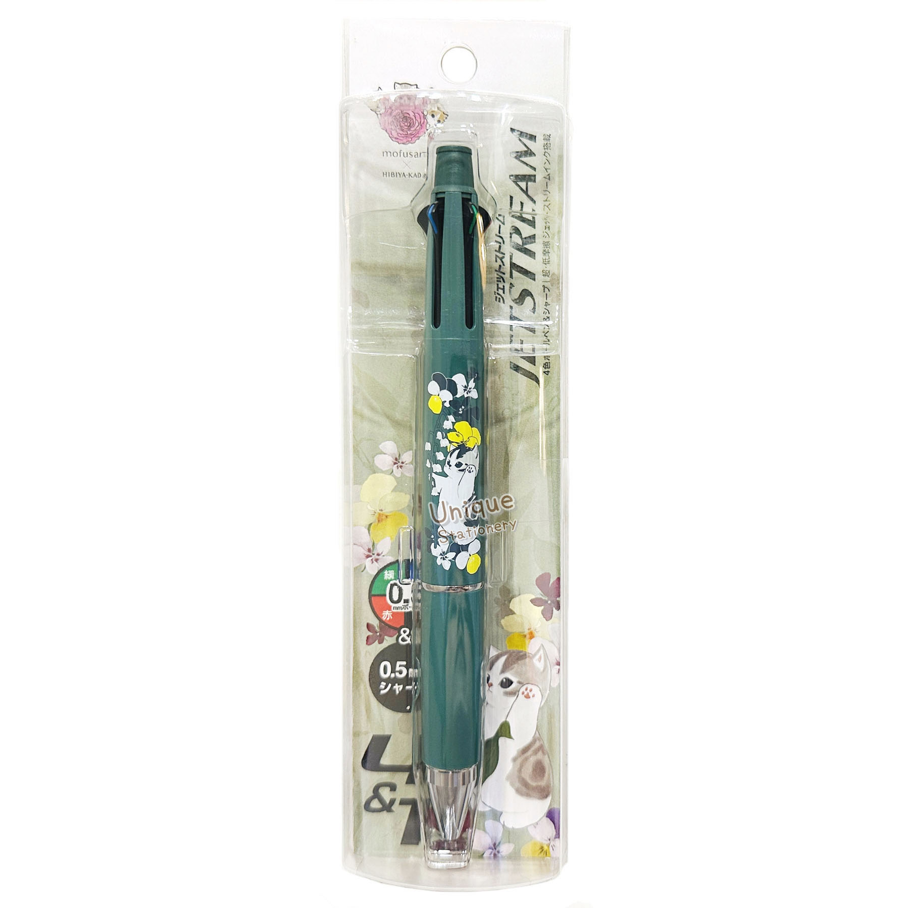 現貨｜mofusand x 日比谷花壇 鯊魚貓 日本製 uni Jetstream 4&1 多功能 5用筆 0.5mm 4色原子筆 + 0.5mm 鉛芯筆 Spring (928810)