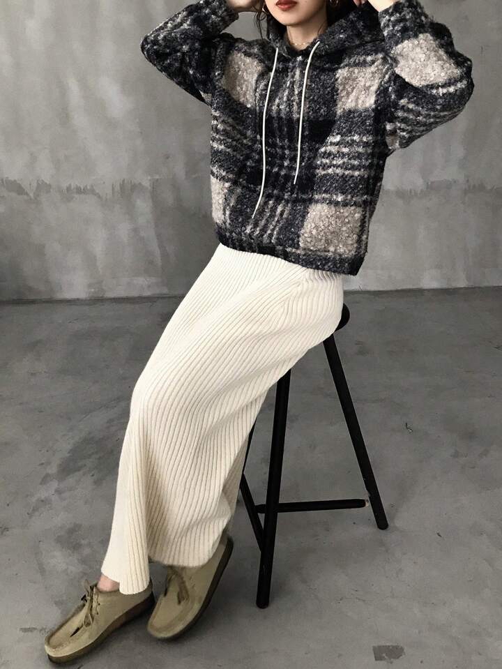 時尚格子連帽上衣