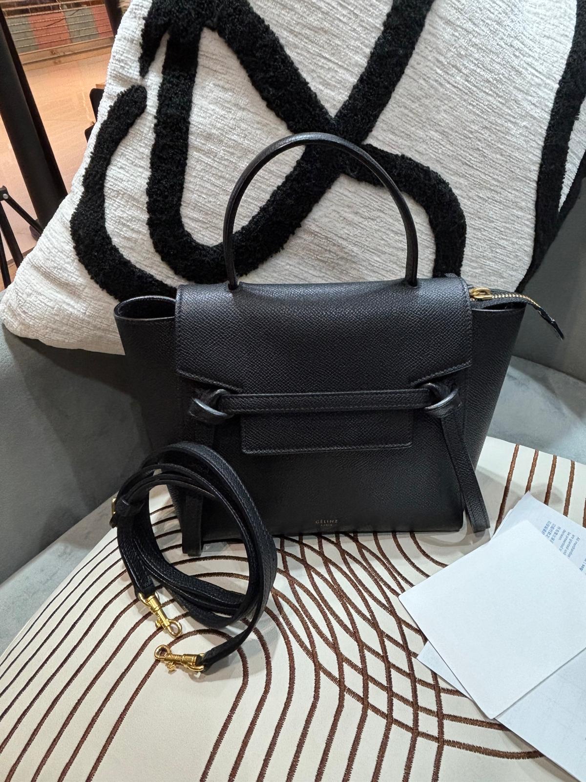 Celine nano belt bag black 黑色牛皮 100%Authentic, 99%New ✅收據✅Dust bag