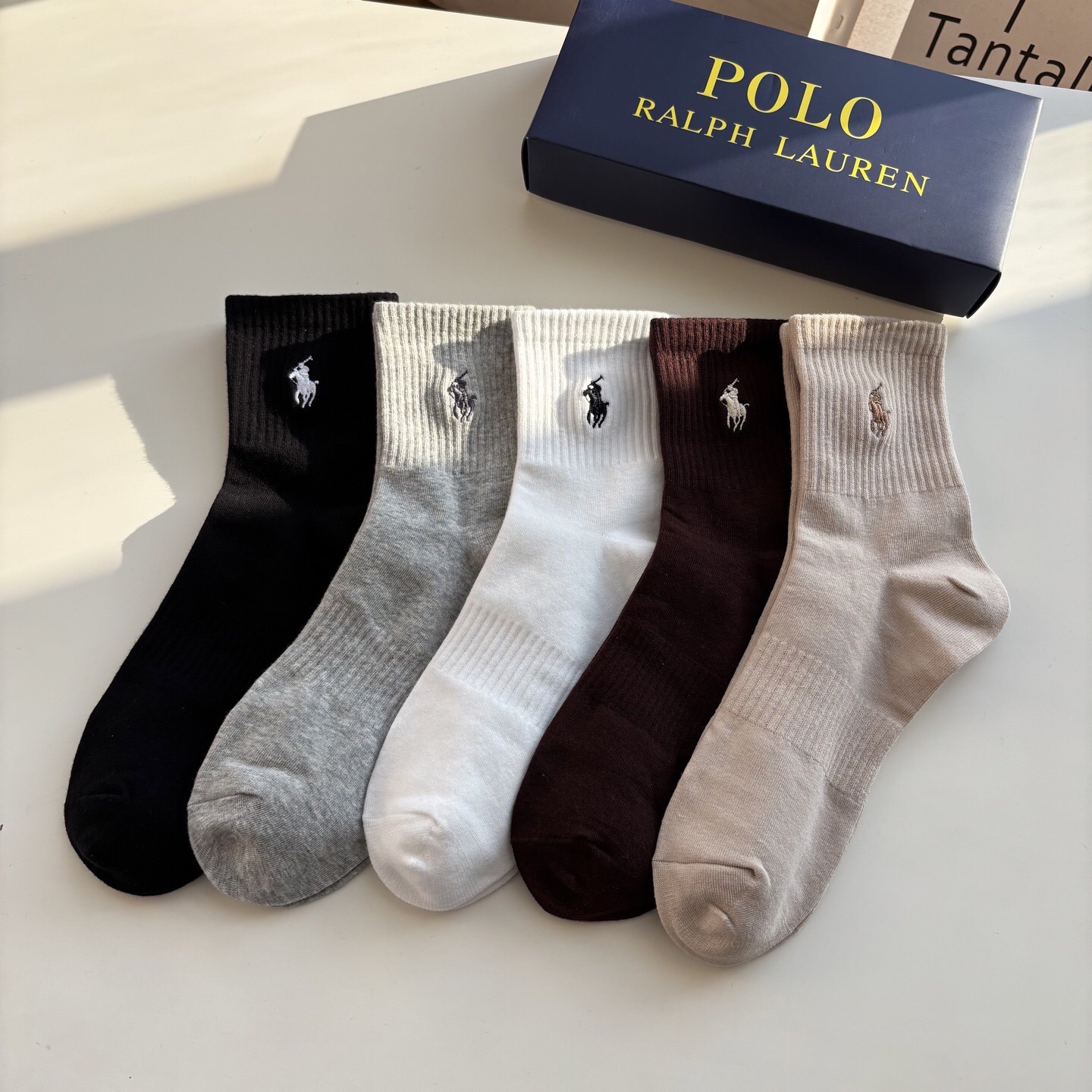POLO RALPH LAUREN 駿馬刺繡純棉中筒襪（一套5對）