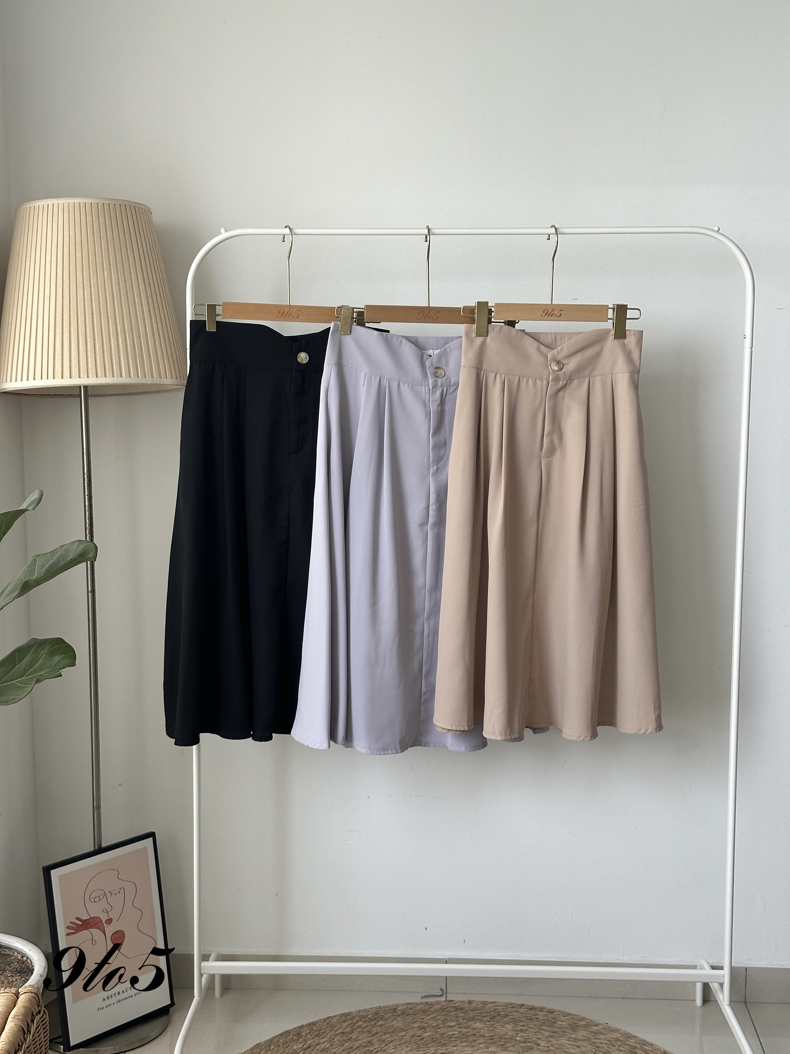 S1833 High Waist A Line Skirt - 3 Colors 