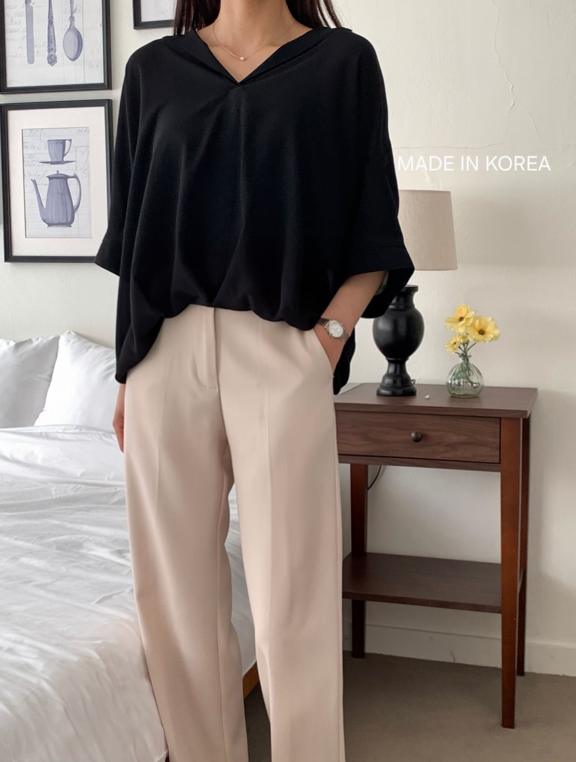 G6272 韓國🇰🇷V領淨色top