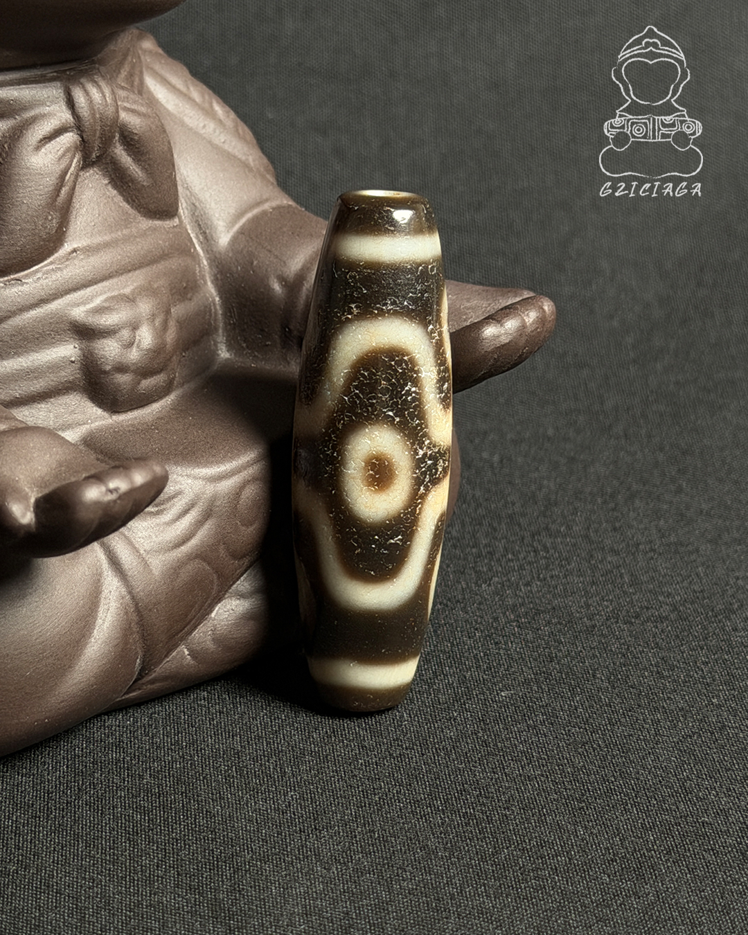 西藏至純兩眼四貴人天珠