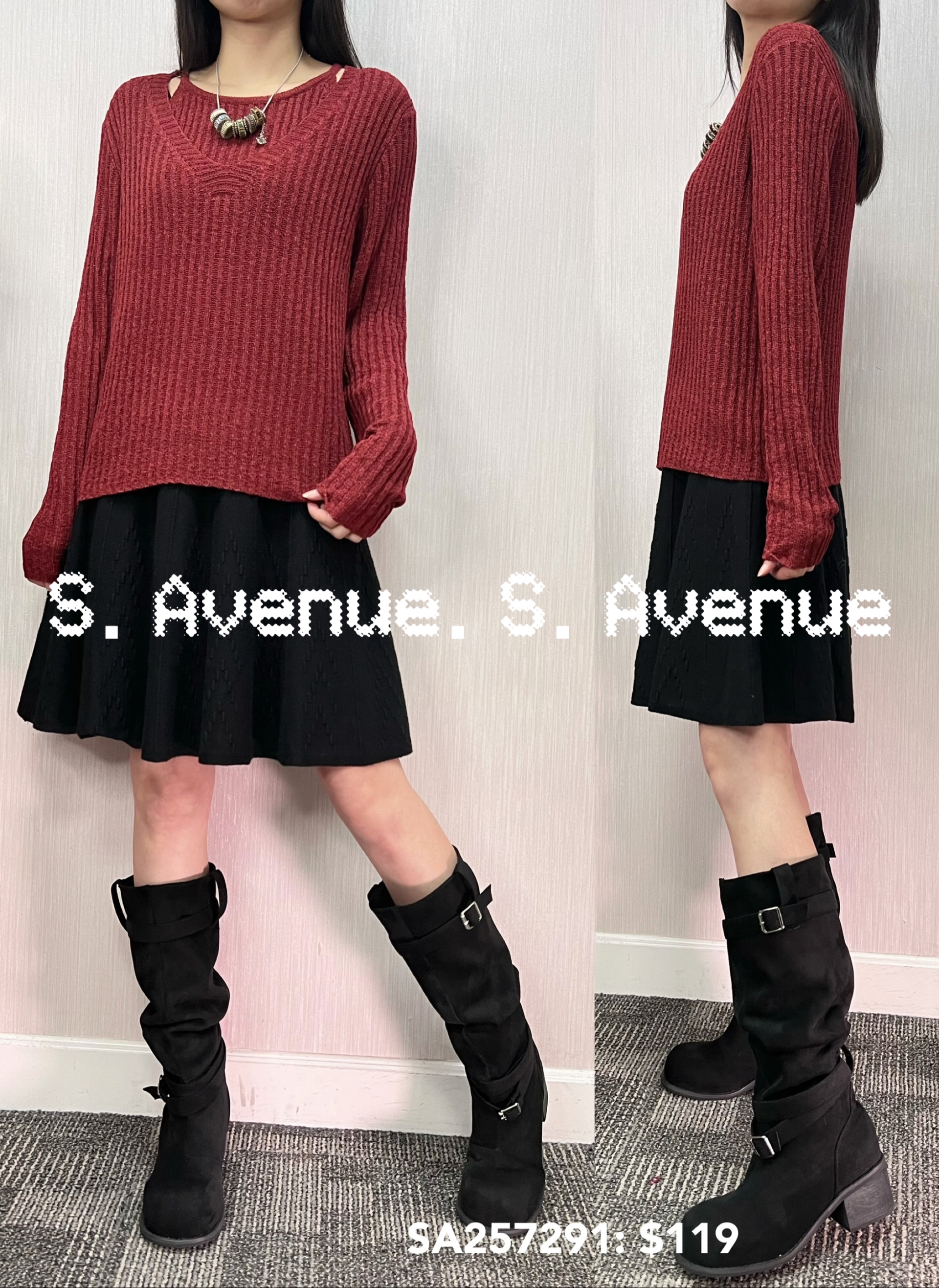 SA257291: 長袖假兩件入膊吊帶線top