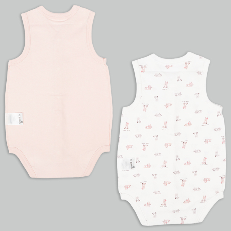 🇯🇵預訂 日本直送🇯🇵小兔印花純棉前開式無袖背心包屁衣兩件套