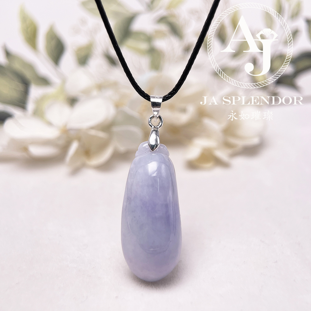 JN-1631 天然翡翠A玉 冰糯濃紫玉福瓜（萬壽果）吊墜