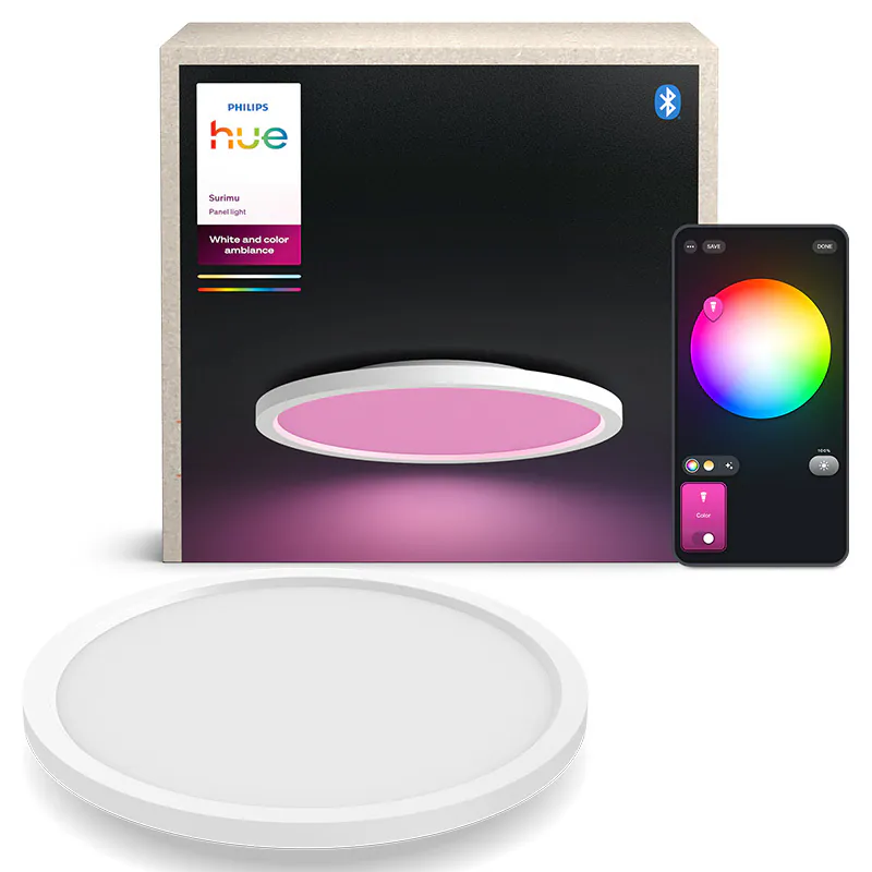 [飛利浦直送 原裝行貨2年保養]  飛利浦 Philips Hue Surimu 圓形吸頂面板燈 – 40W 智能 LED 燈 可調光可調色溫 White Ambiance  Philips Hue Surimu 40W Round Ceiling Light
