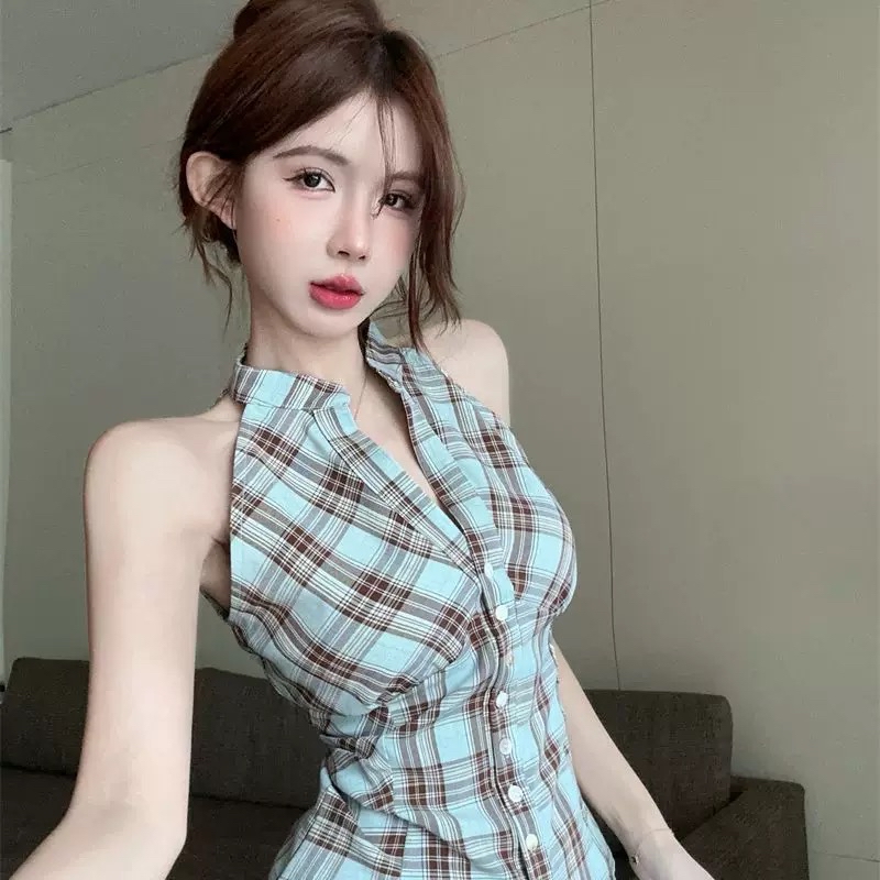 TP510格纹挂脖背心