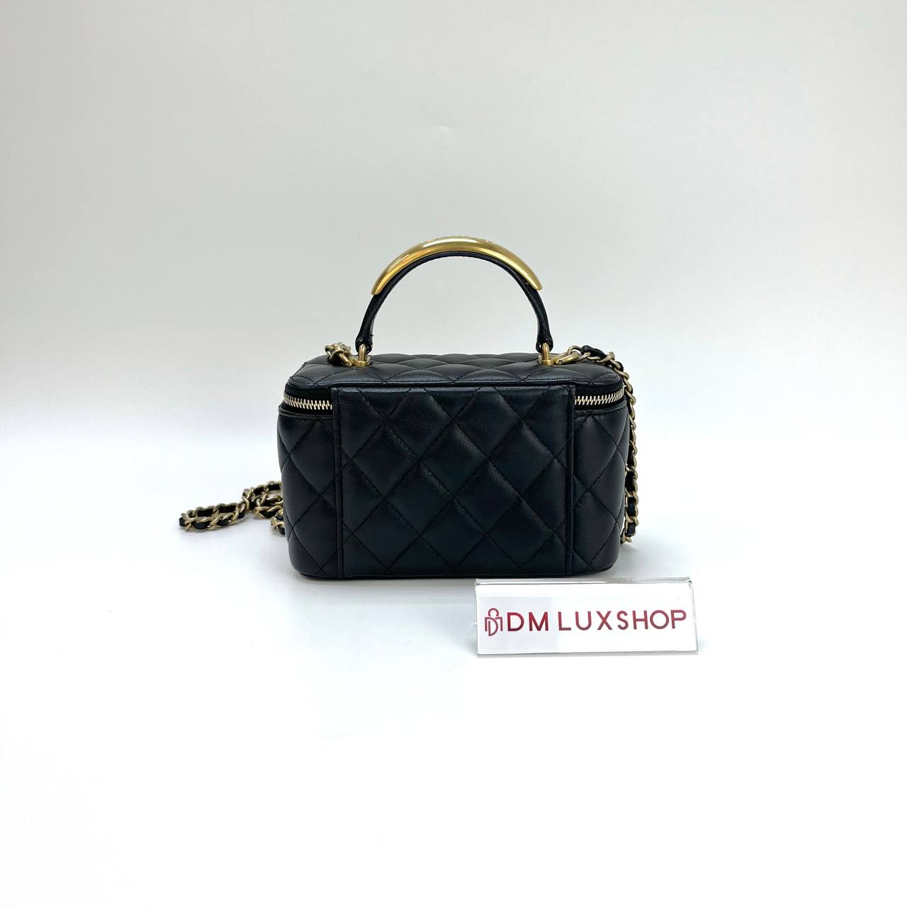 Chanel Black Top Handle Vanity Case w/ Chain GHW (Microchip)