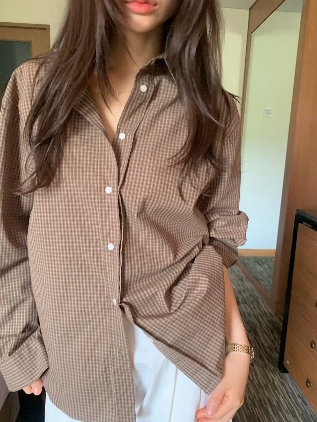 秋冬復古格子襯衫(三色入)