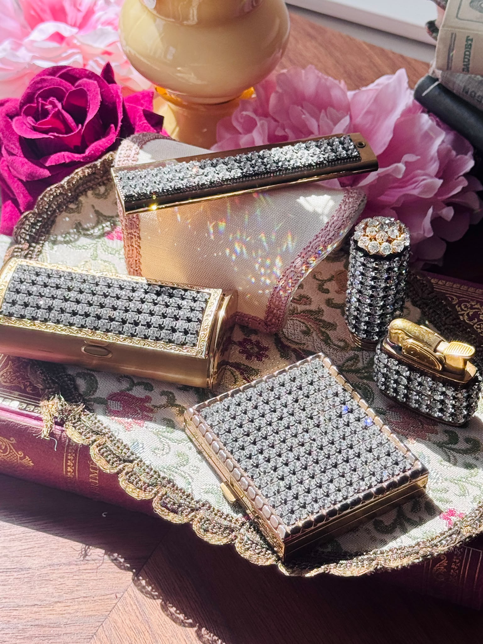 C.a. 1950s Sparkling Rhinestone-Studded Vanity Set of 4 or 5(MT2667)
