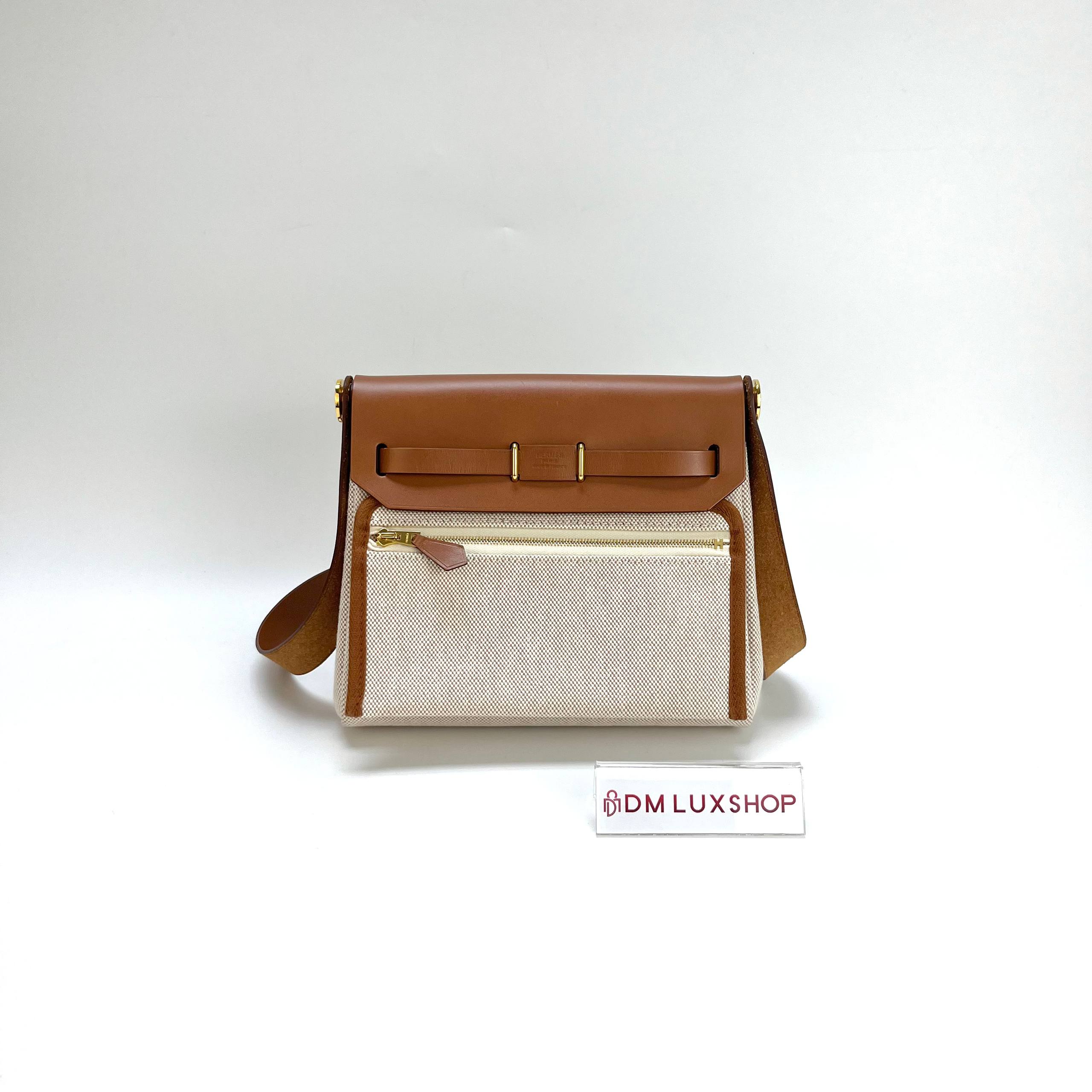 Hermes Mini Herbag Zip 20 Ecru/Beige/Fauve GHW (Stamp W, Y: 2024)