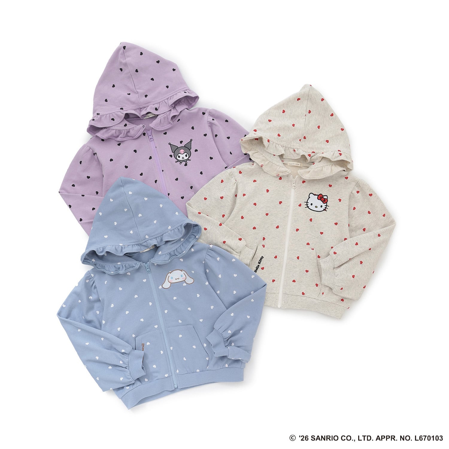 🆕【⭐訂購⭐】🇯🇵日本直送 🌀#Sanrio 刺繡 荷葉邊 連帽外套［3款選］🌀 [ELIA-0020][261005]