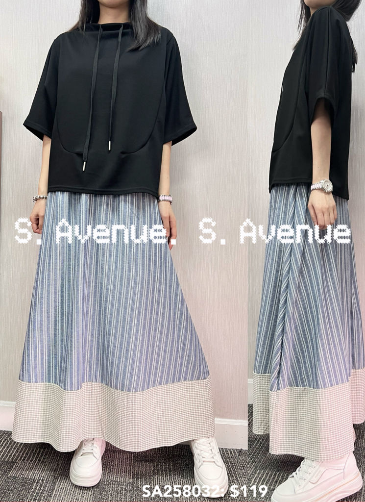 SA258032: 5分袖領有繩少少蝙蝠top