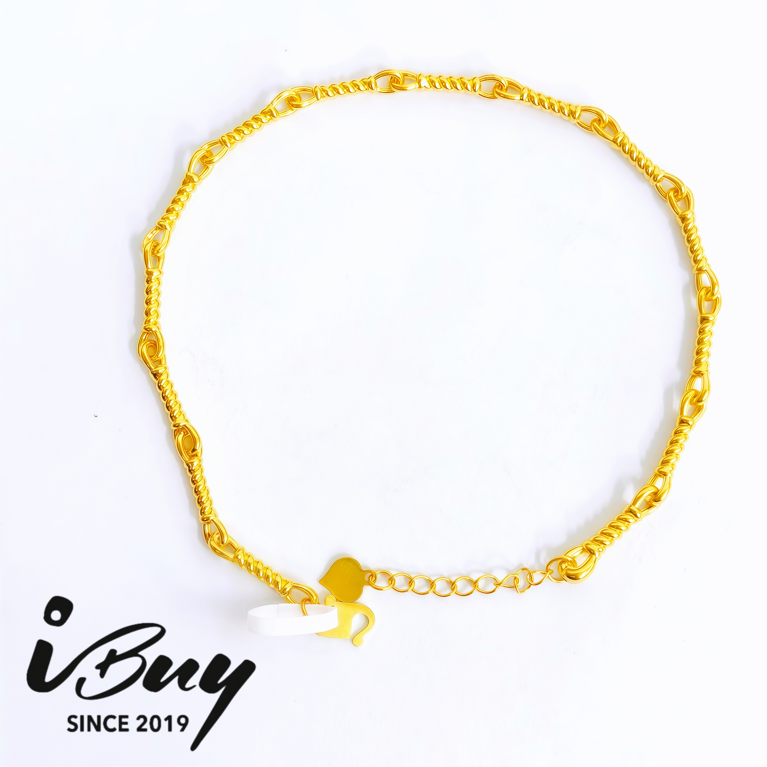 916 HARD GOLD HEMP TEXCURE TWISTED LINK SPACED RING THIN BRACELET 916 硬金 麻绳纹扭丝扣手链