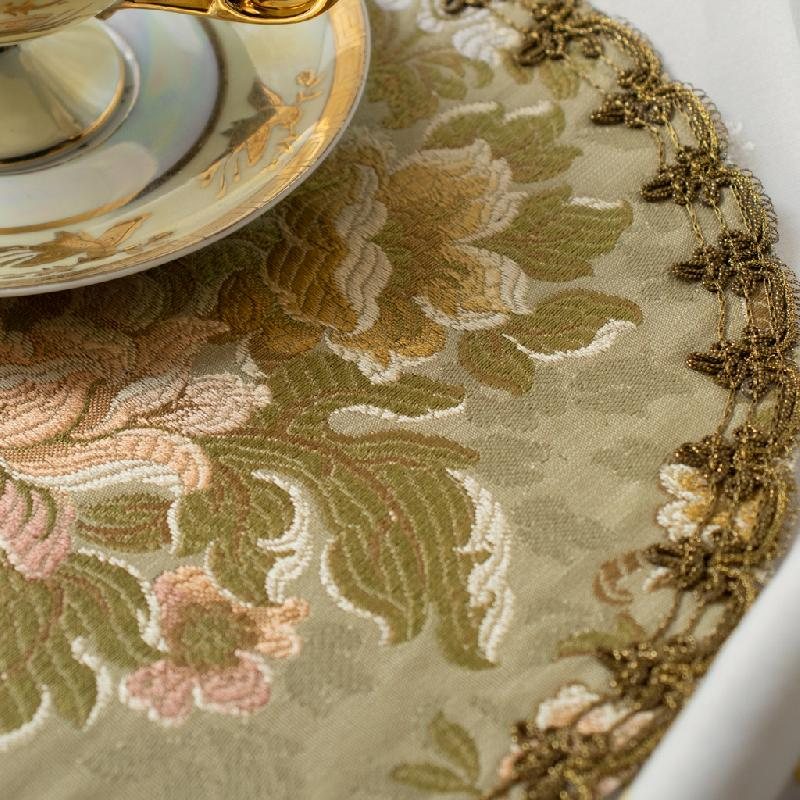 (Last one !) c.a. 1970s Italian Elegant Sage Green Table Mat /Tapestry Dollies (MT293)