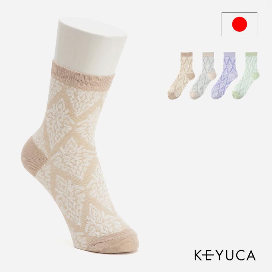 🔥🔥【日本製《KEYUCA》綿麻菱格浮雕透氣短襪】