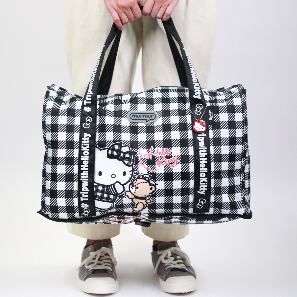 📦訂購 台灣代購 murmur Sanrio Hello Kitty 黑白格 完美折疊行李袋 旅行袋