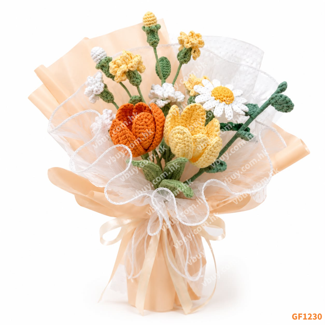 手工編織鬱金香雛菊花束 Crochet Tulip Daisy Bouquet 永不凋謝花束 香港 Vbuy