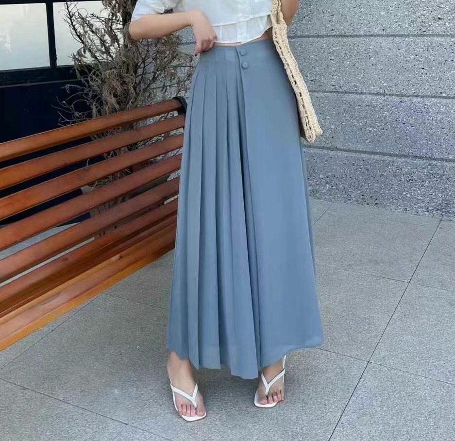 High-Waisted Pleated Skirt-Like Wide-Leg Pants ‖ 高腰百褶裙裤式阔腿长裤 KR0452171