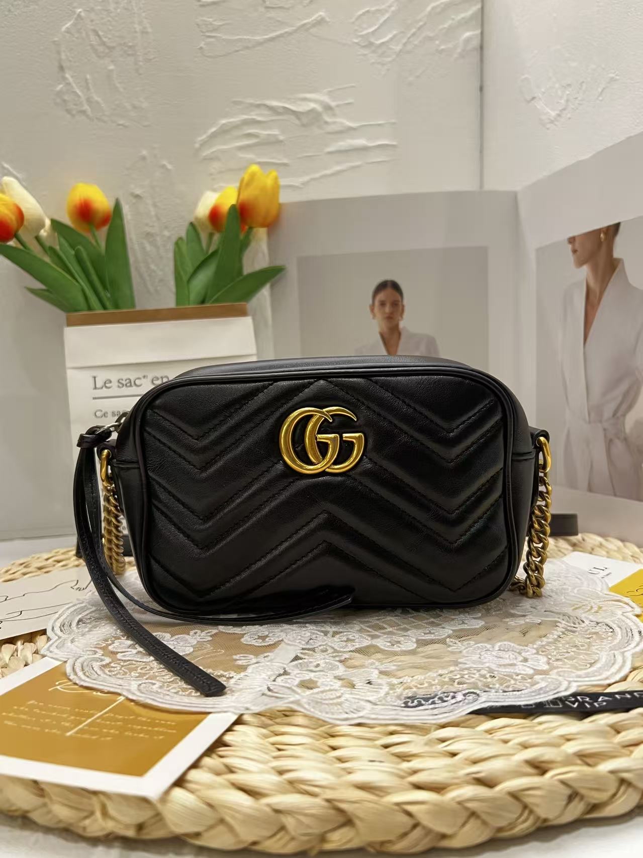  GUCCI Marmont Matelassé Leather Camera Bag