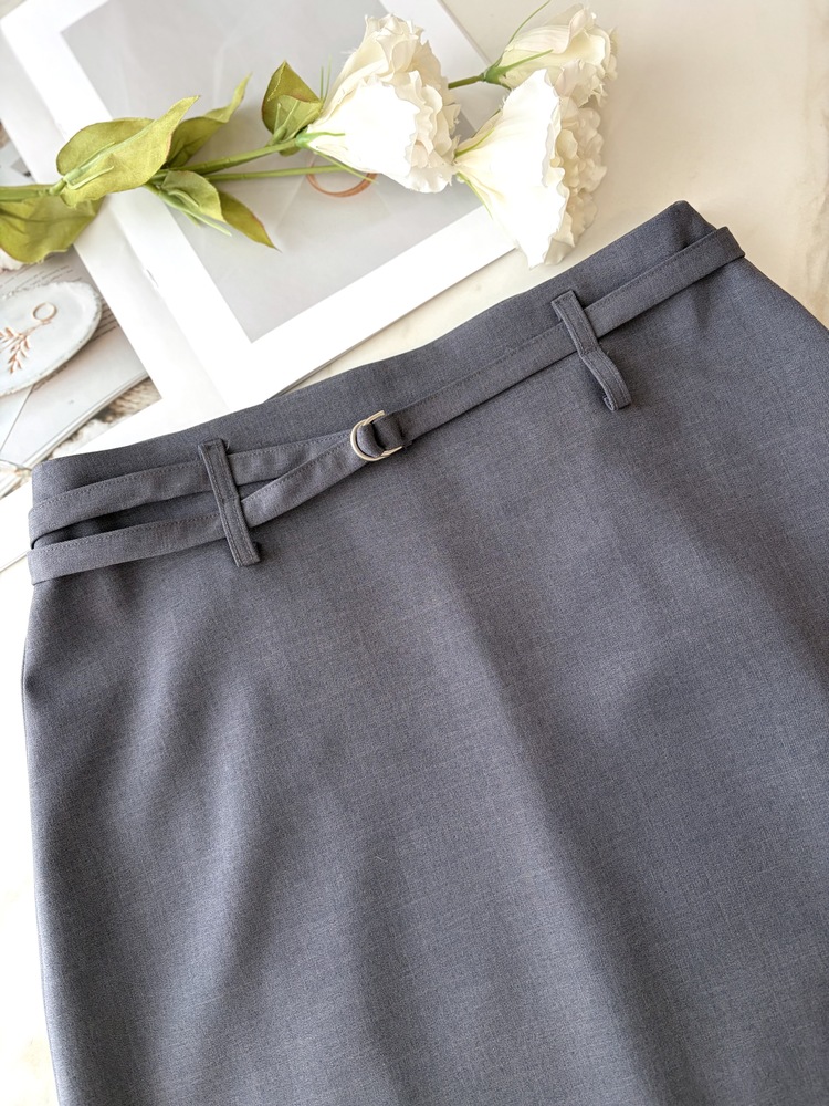 Colette Layered Belted Skirt (Charcoal)