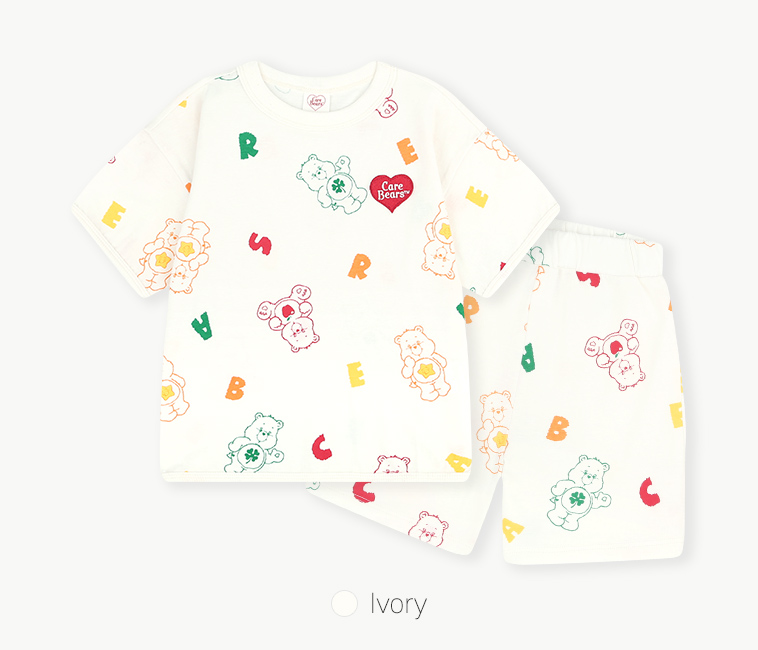 ☀️預訂 韓國直送☀️🇰🇷正版Care Bears小熊字母滿印短袖上下套裝