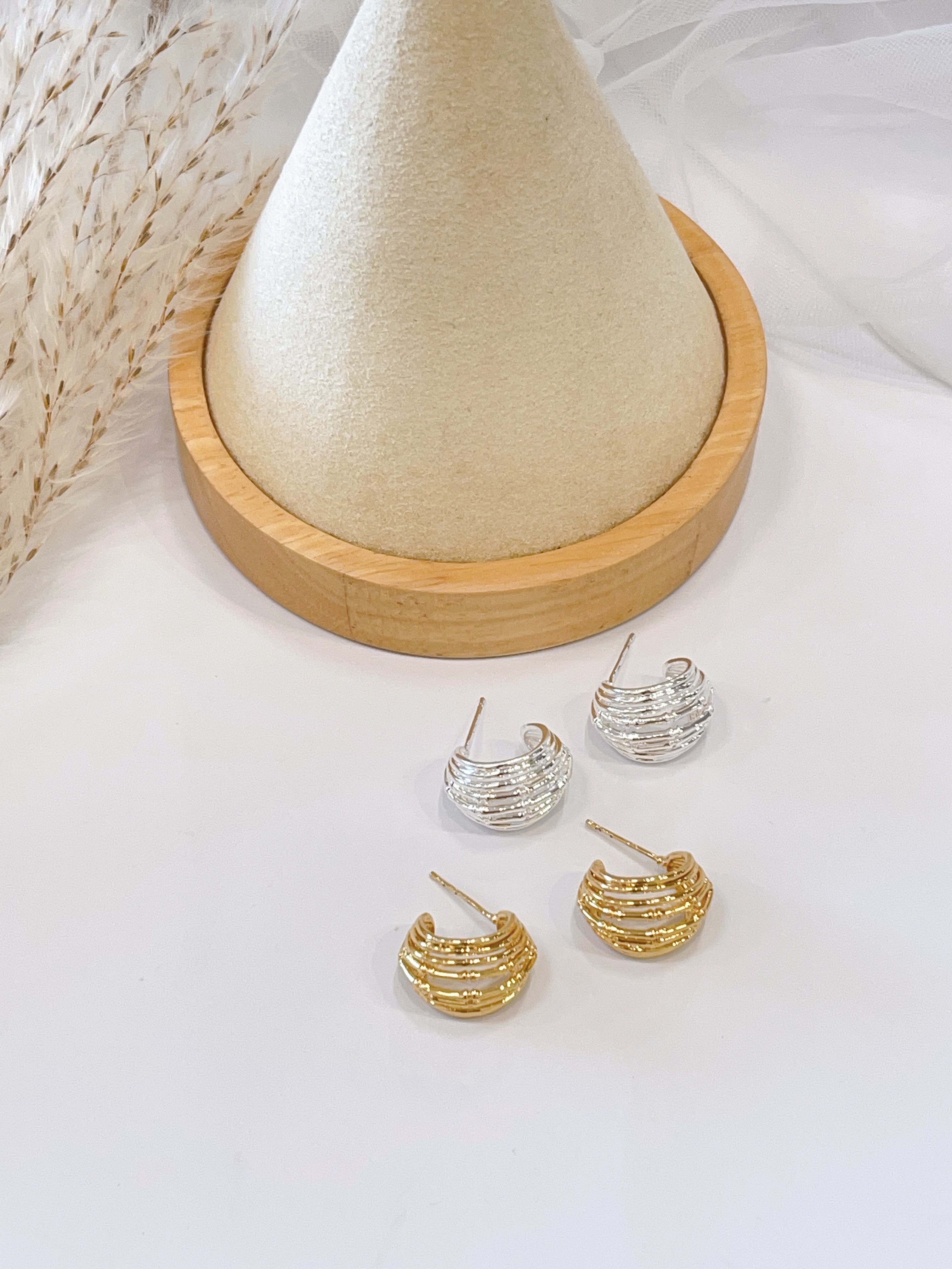 日常极简线条设计C字耳环