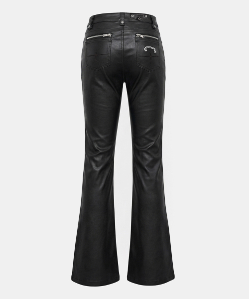 Viper Mid-Rise Bootcut Pants - Coated Black - 바이퍼 미드라이즈 붓컷 팬츠 - 코티드블랙