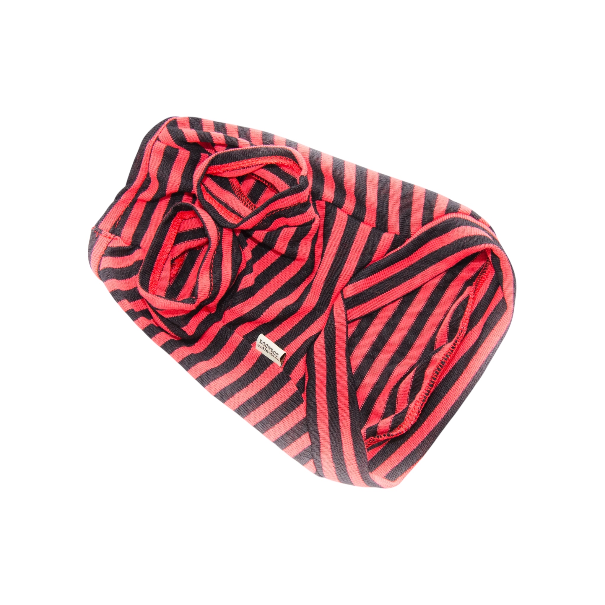 S585R 條子有袖TEE紅色Red