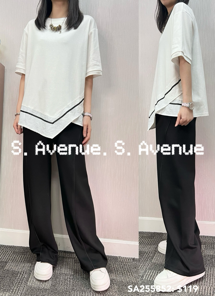 SA255852: 短袖撞色邊V腳tee