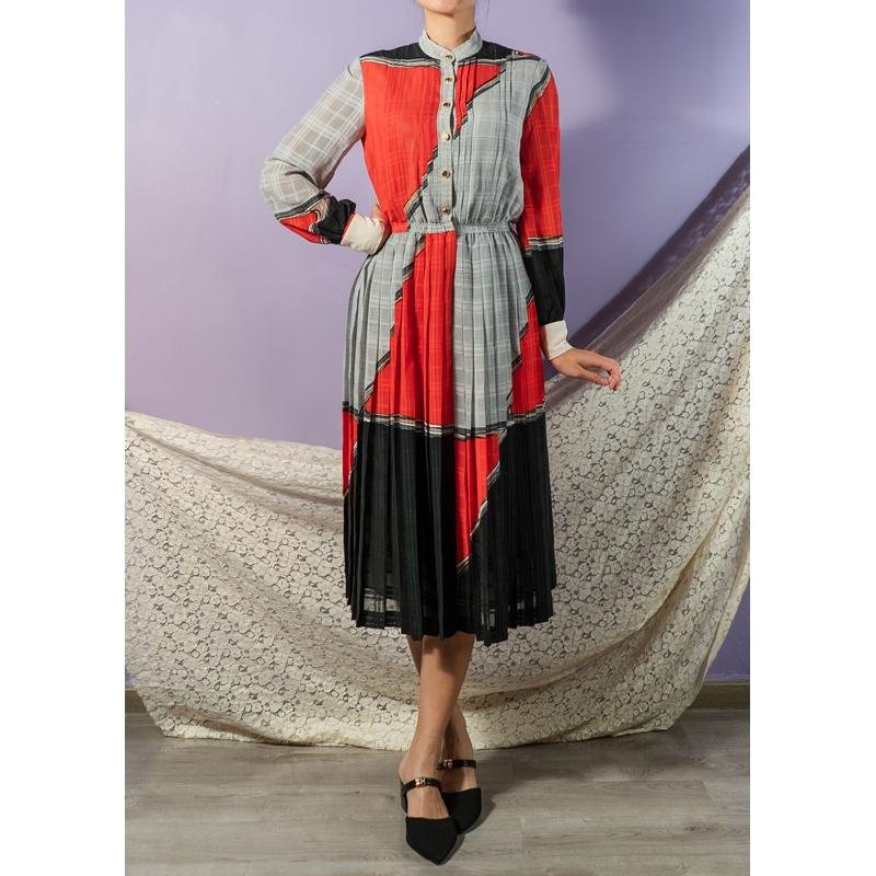Vintage Japanese C.a. 1980s Contemporary Art Style Pattern Button up Day Dress (MT1608-133)