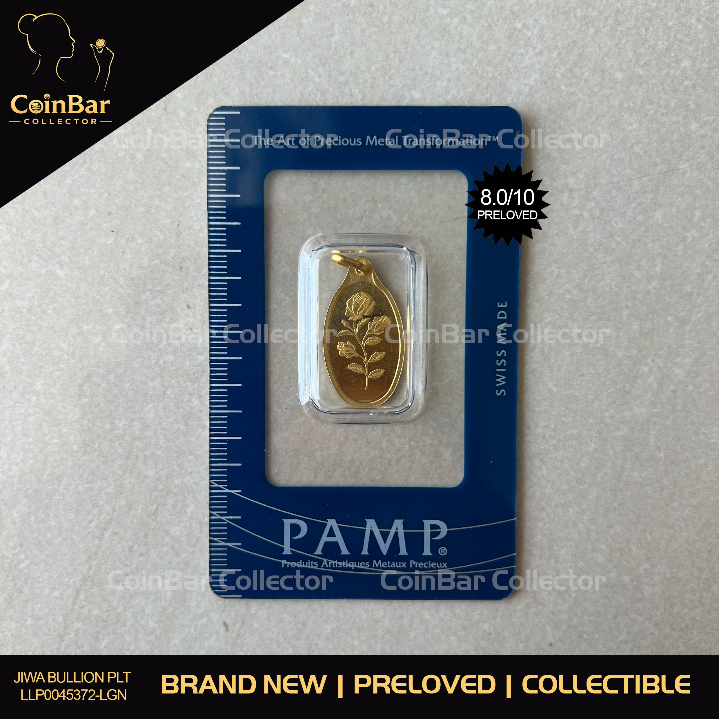 (SN:3163)PAMP Rosa Pendant 2.5g (2.7g)🇨🇭Swiss Fine Gold Bar Emas 999.9 (open sealed) 玫瑰吊坠