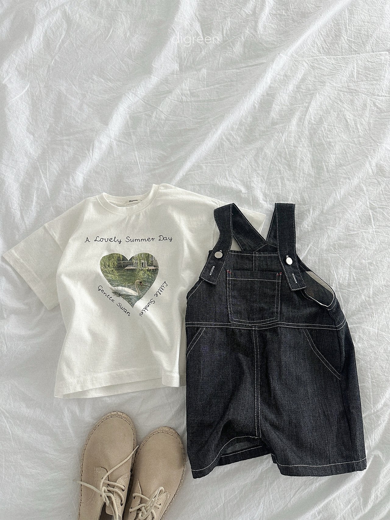 Digreen | Heart couple T (Grey / White)