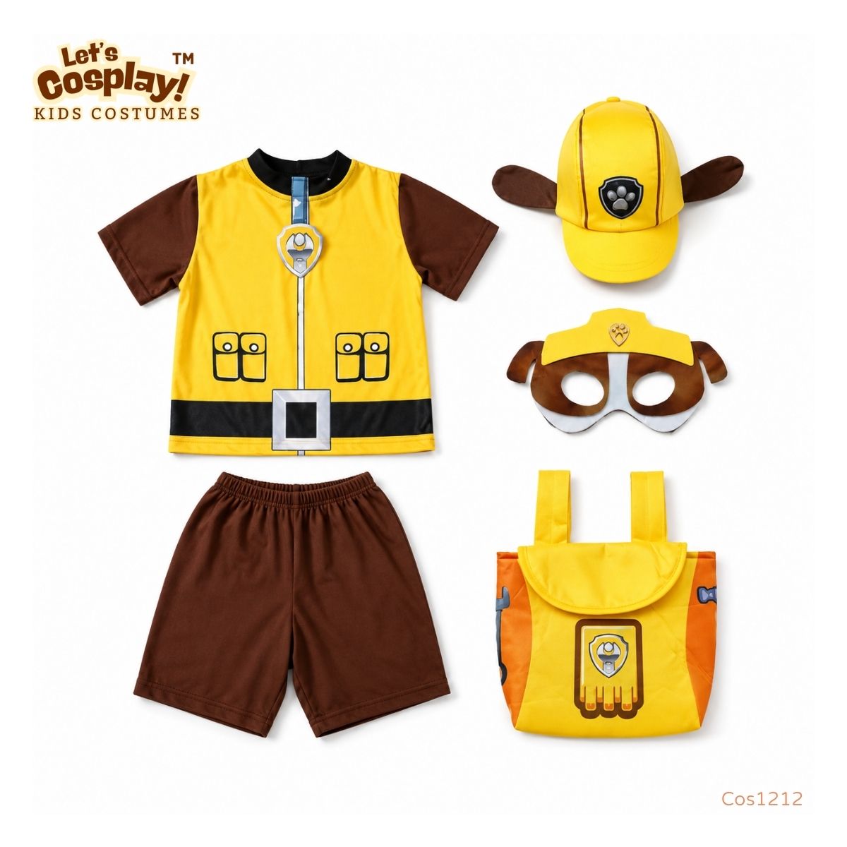 汪汪隊立大功小礫服裝 Paw Patrol Rubble Costume｜兒童工程角色扮演｜Lets Cosplay 香港現貨