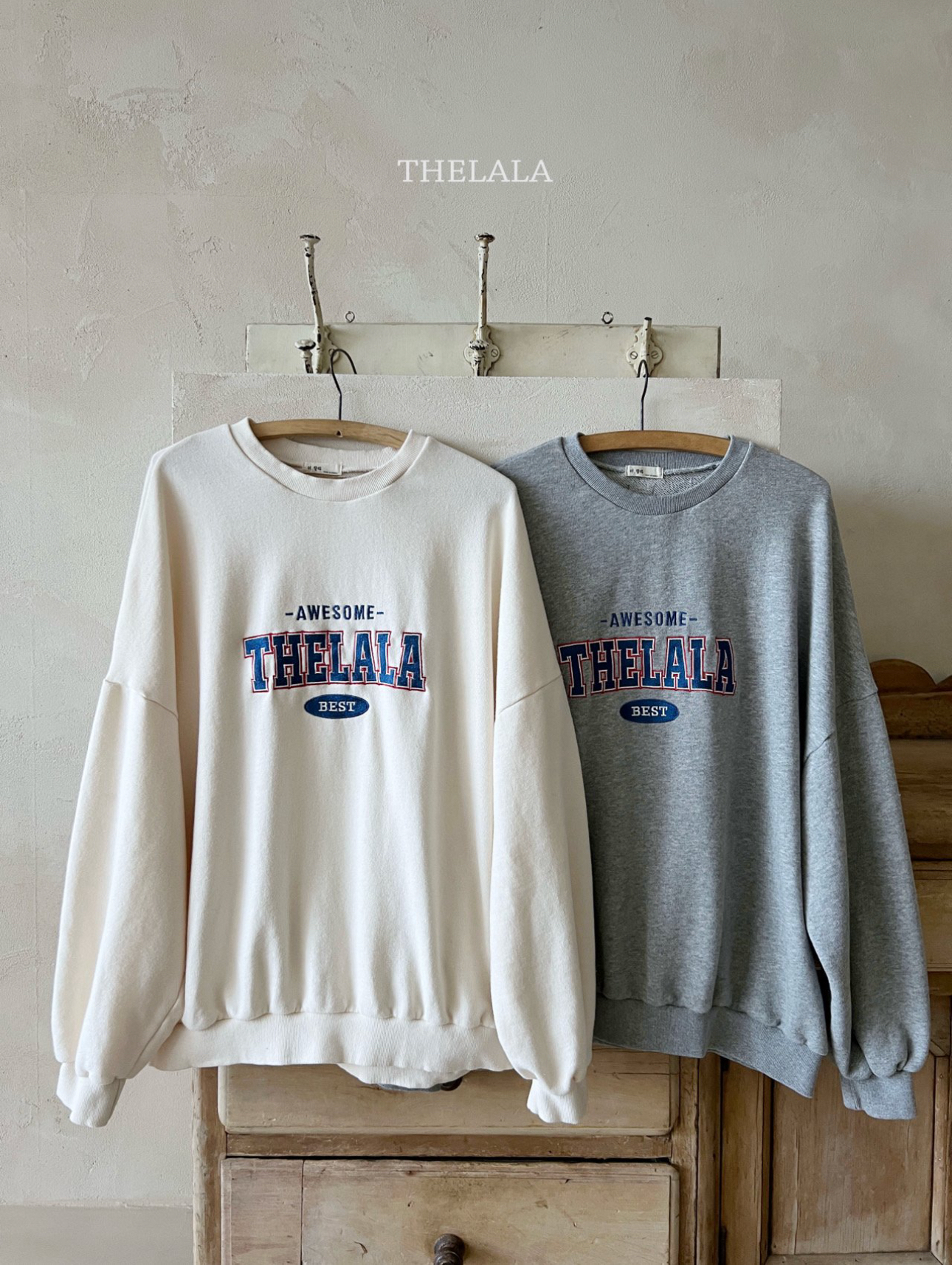 🌸預訂 韓國直送🌸🇰🇷THELALA兩色親子款標誌刺繡貼花衛衣