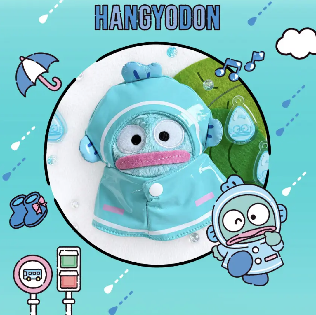 韓國Olive Young x Sanrio 角色 雨衣造型 公仔吊飾鎖匙扣 ｜Rainy Day Plush Keyring