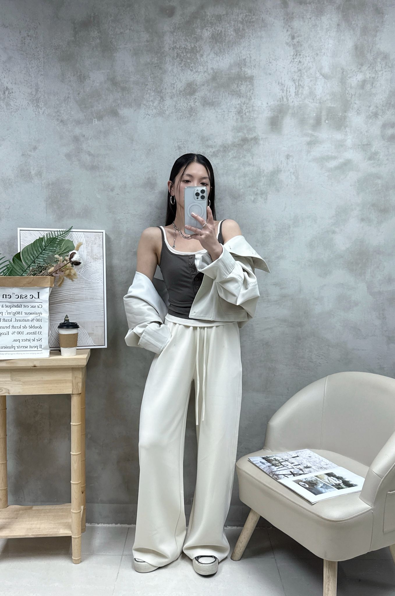 B10 拼色扣鈕Bra top