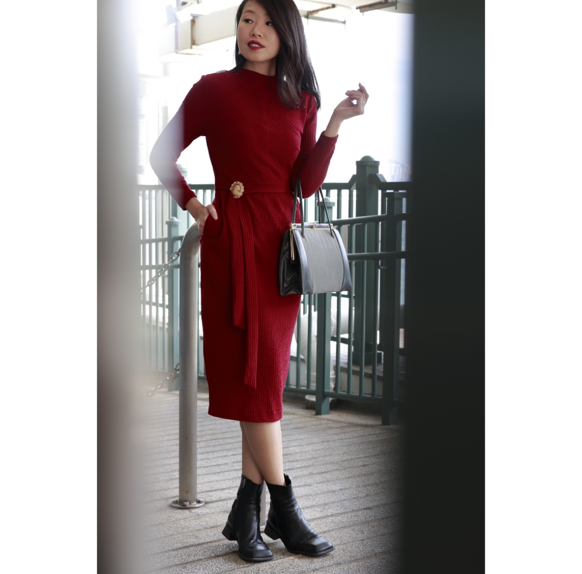 (Custom-Made) The Winter Muse Jacquard Knit Bodycon Midi Dress - Available in various colour (FM233)