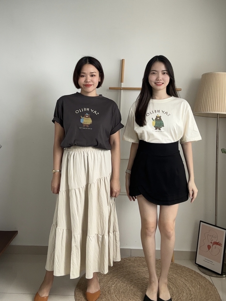 T4082 Bear Printed Oversize Tee - 5 Colors 