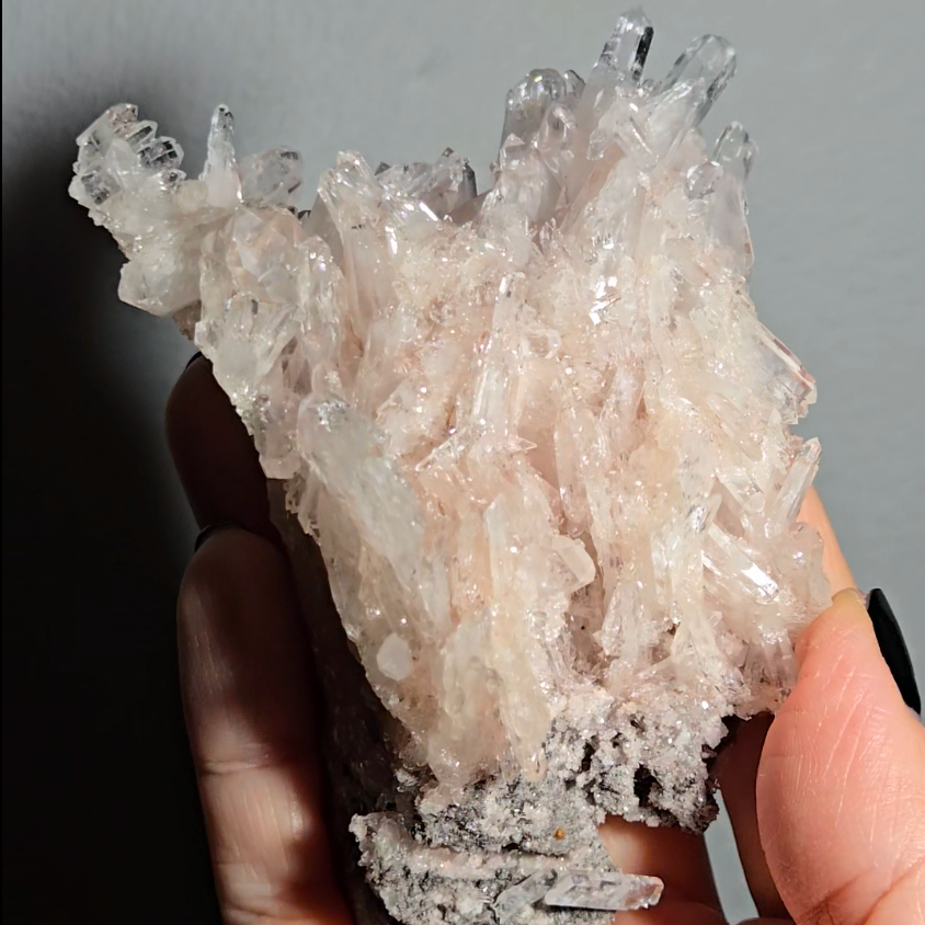 Pink Lemurian cluster with rainbows - LQ188