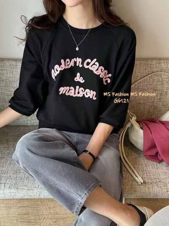 G6121 韓國🇰🇷扭繩字母中袖top