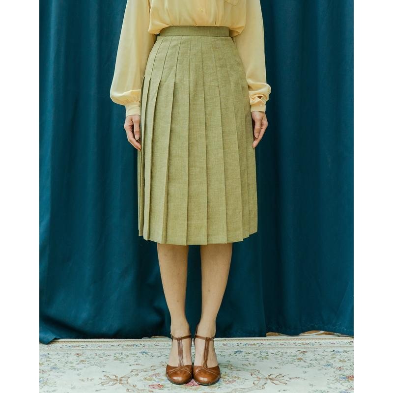 Vintage Linen Texture Pleated Skirt - Waist 24"(MT1606-34)
