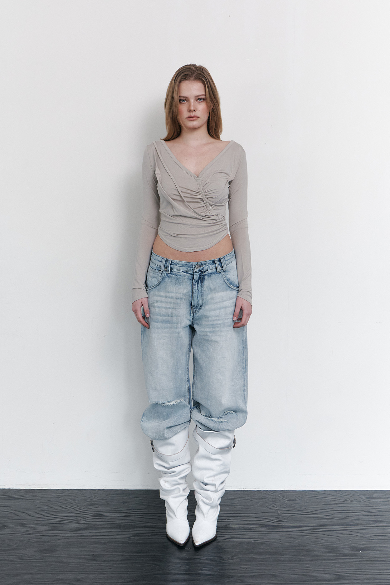 pleaseNOFOLLOW - Deba Long Sleeve Top (Silver Grey)