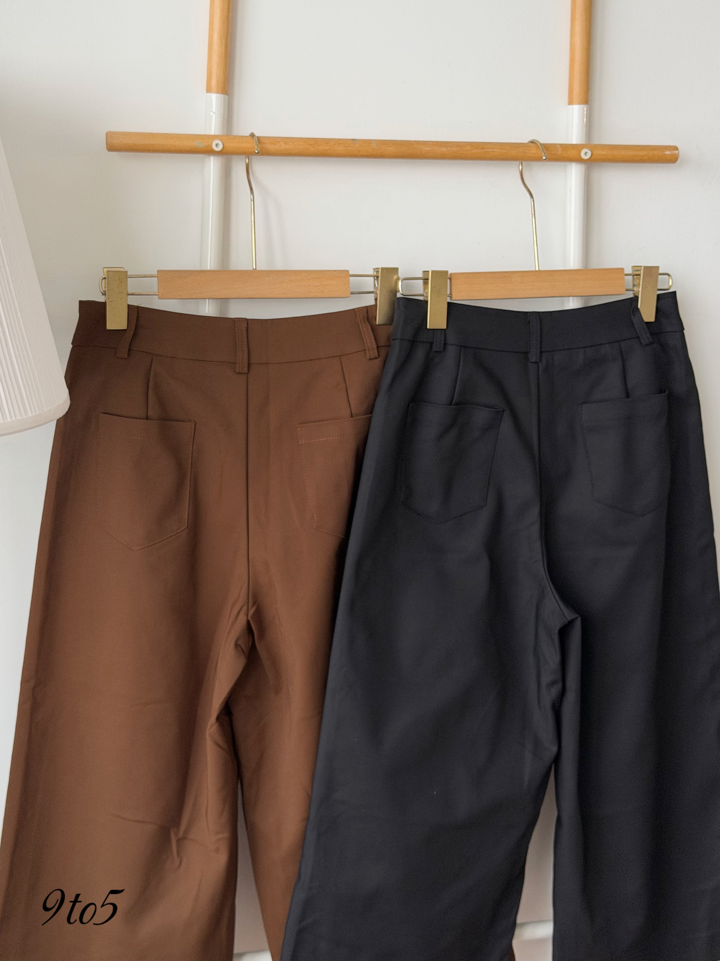 S2034 Wide Leg Cropped Pants - Black & Brown